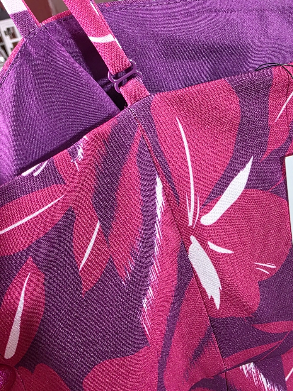 French Connection Tropical Print Mini Dress Pink Purple Strappy‎ NWT - Picture 7 of 9